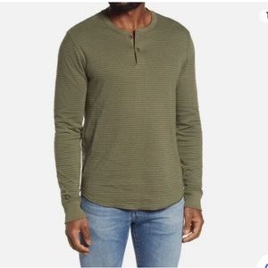 Madewell Men's Duofold Long Sleeve Henley In Capers Feeder Stripe Size L